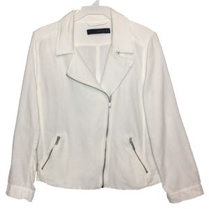 Calvin Klein Jeans White Cotton Moto Jacket